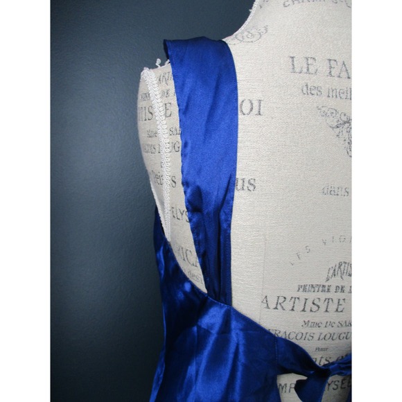 Josie Natori Blue Low Cut V Neck Bow Detail Chemise Lingerie Dress Size Medium - Picture 6 of 8